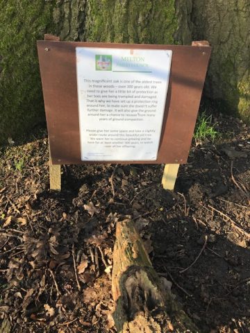 Notice at Oak Tree in Burkes Wood