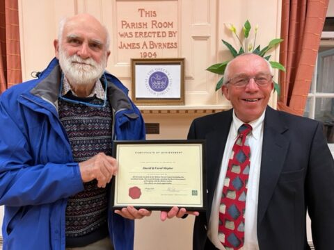 David Steptoe receiving his certificate from Cllr Porter